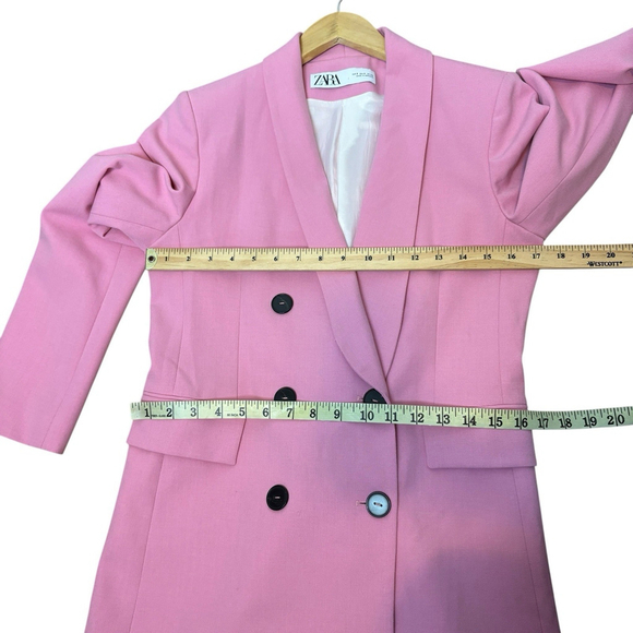 Zara Women Blazer Pink Double Breasted Shawl Collar Blogger Fave Size S Feminine - Picture 8 of 11